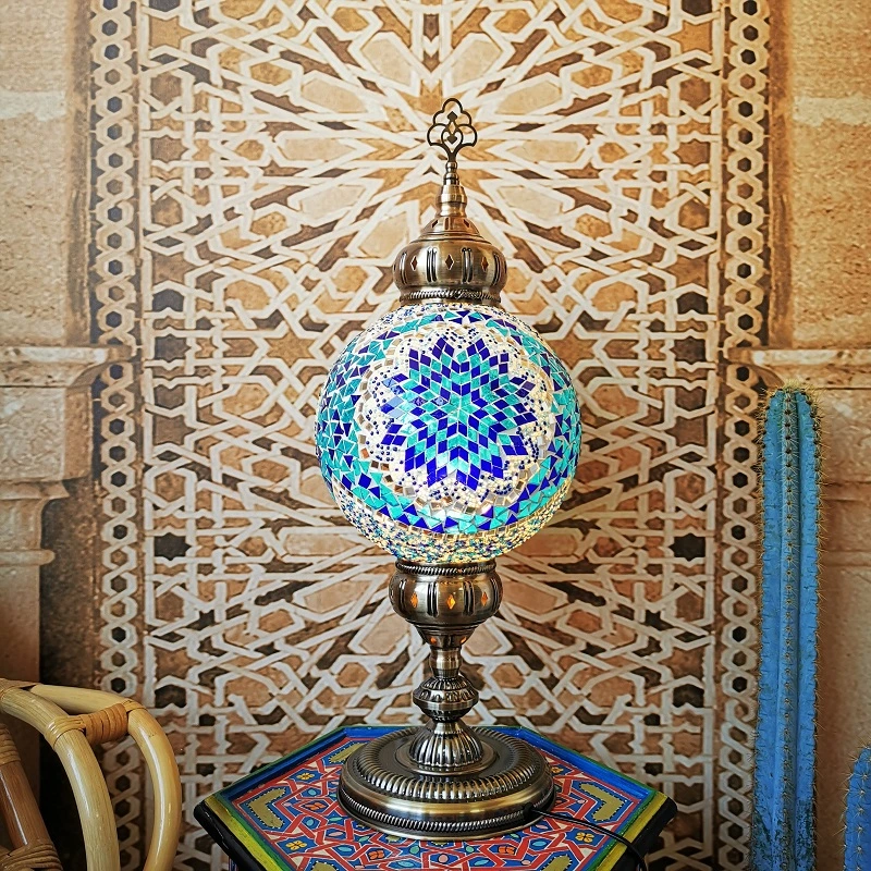 Mosaic Table Lamp Mediterranean Turkish Style Bedroom Study Bulb Table Lamp (WH-VTB-17)