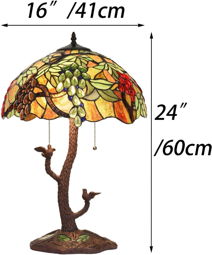 Jlt-1180 Tiffany Stained Glass Table Lamp with Tree Trunk Mosaic Base