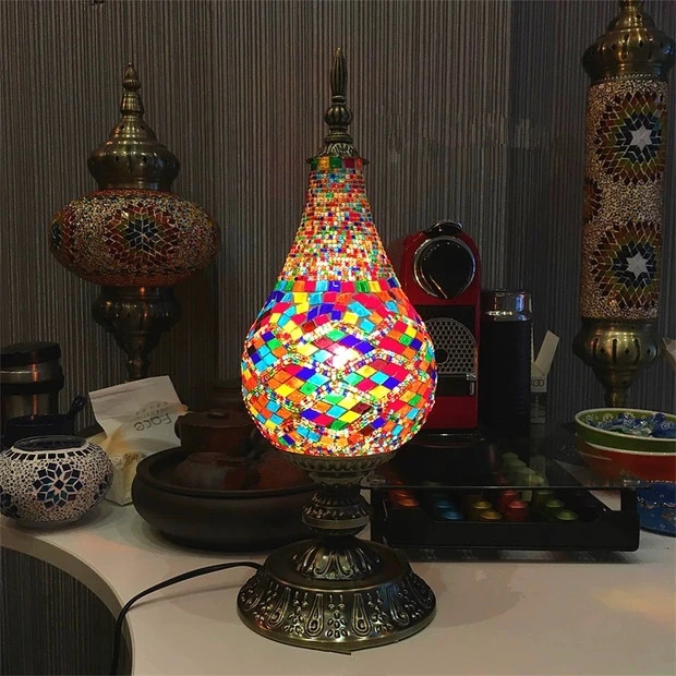 Turkish Mosaic Table Lamp Mediterranean Retro Stained Glass Industrial Table Lamp (WH-VTB-18)