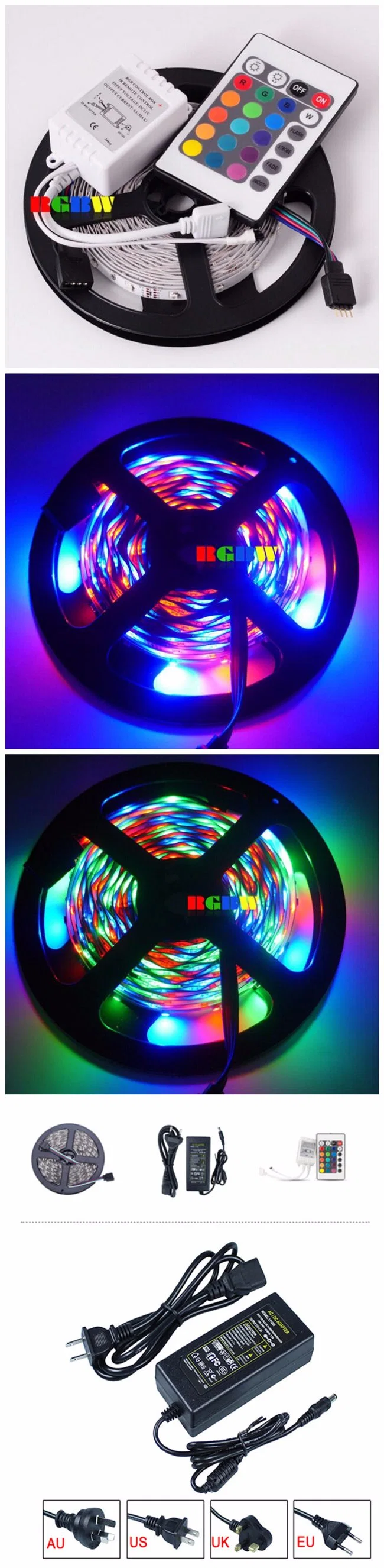 SMD3528 RGB Flex LED Strip Light Kit/Set (DIY Color, Remote Control) Ce & RoHS