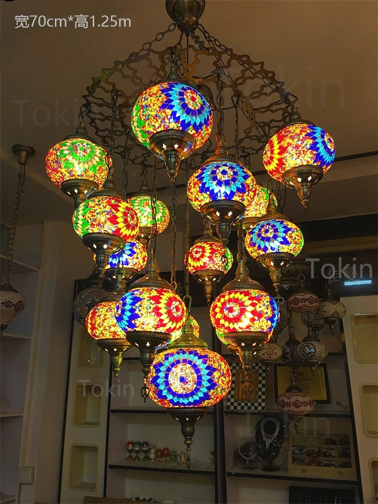 Country Chandelier Restaurant Coffee Shop Hotel Duplex Building Retro Handmade Glass Turkish Chandelier (WH-DC-26)