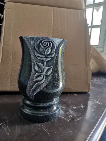 Vase à fleurs en pierre de granit noir d'afrique, pour cimetière, pierre tombale commémorative, pierre tombale