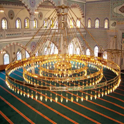 Lustre islamique d'éclairage en cristal de cuivre de mosquée de conception sur mesure (WH