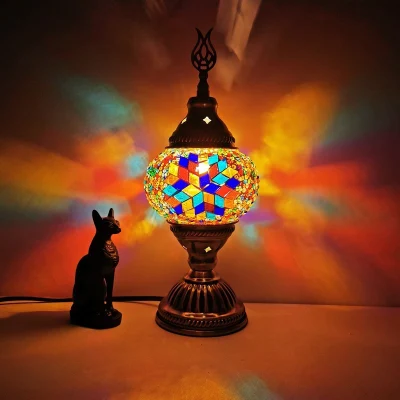 Lampe de table en mosaïque turque vintage Art Déco Lampe de table rétro fabriquée à la main (WH