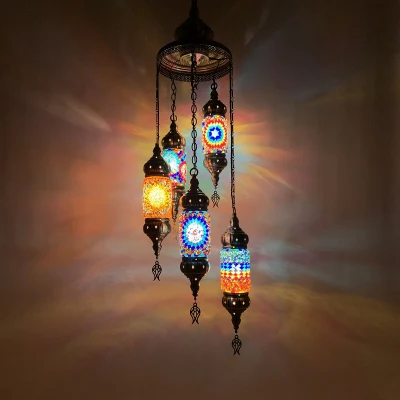 Plafonnier en mosaïque à 5 globes, luminaire décoratif de plafond turc, nouveau Design, abat-jour en mosaïque
