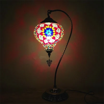 Lampe de table en mosaïque turque lampe de chevet LED Art déco vintage (WH