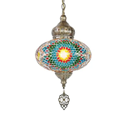 Lampe de plafond suspendue en mosaïque faite à la main, Style Tiffany marocain turc, pendentif lumineux