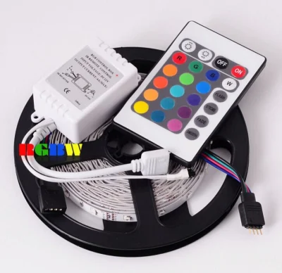 Kit/ensemble de bandes lumineuses LED flexibles SMD3528 RVB (couleur DIY, télécommande) Ce et RoHS